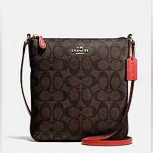 Coach Designer Rowan File Signature Monogram Brown Crossbody Bag Purse